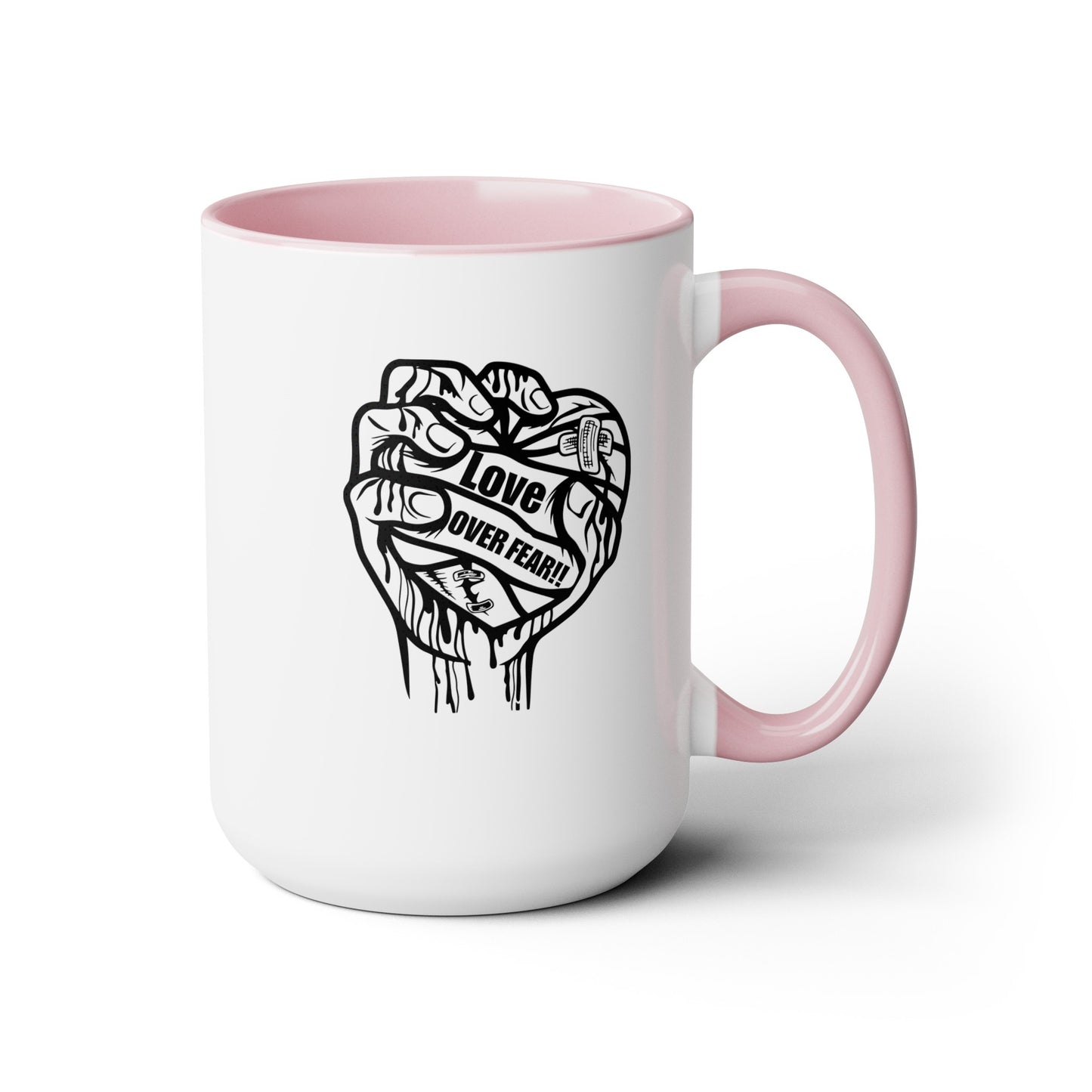 Love Over Fear Two-Tone Coffee Mugs, 15oz