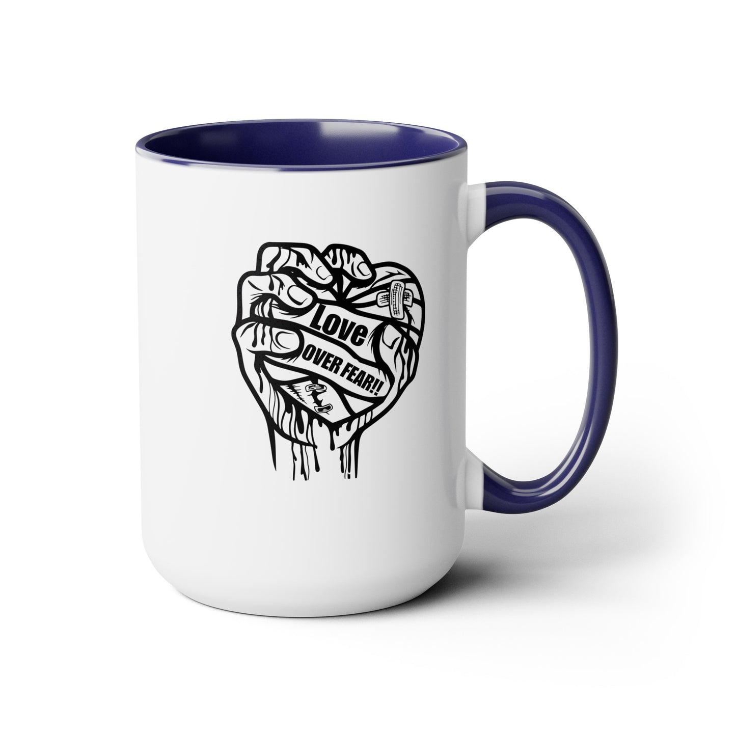 Love Over Fear Two-Tone Coffee Mugs, 15oz