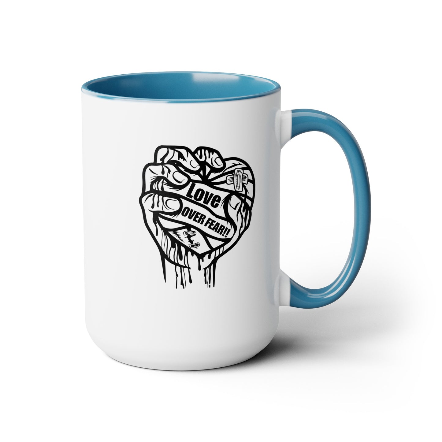 Love Over Fear Two-Tone Coffee Mugs, 15oz