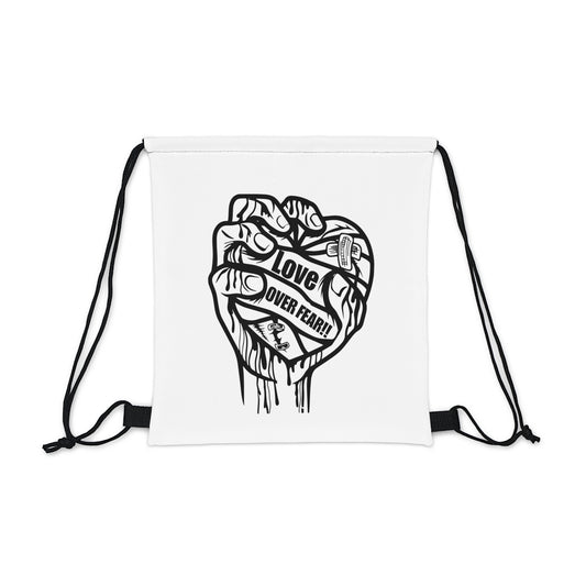 Love Over Fear Outdoor Drawstring Bag