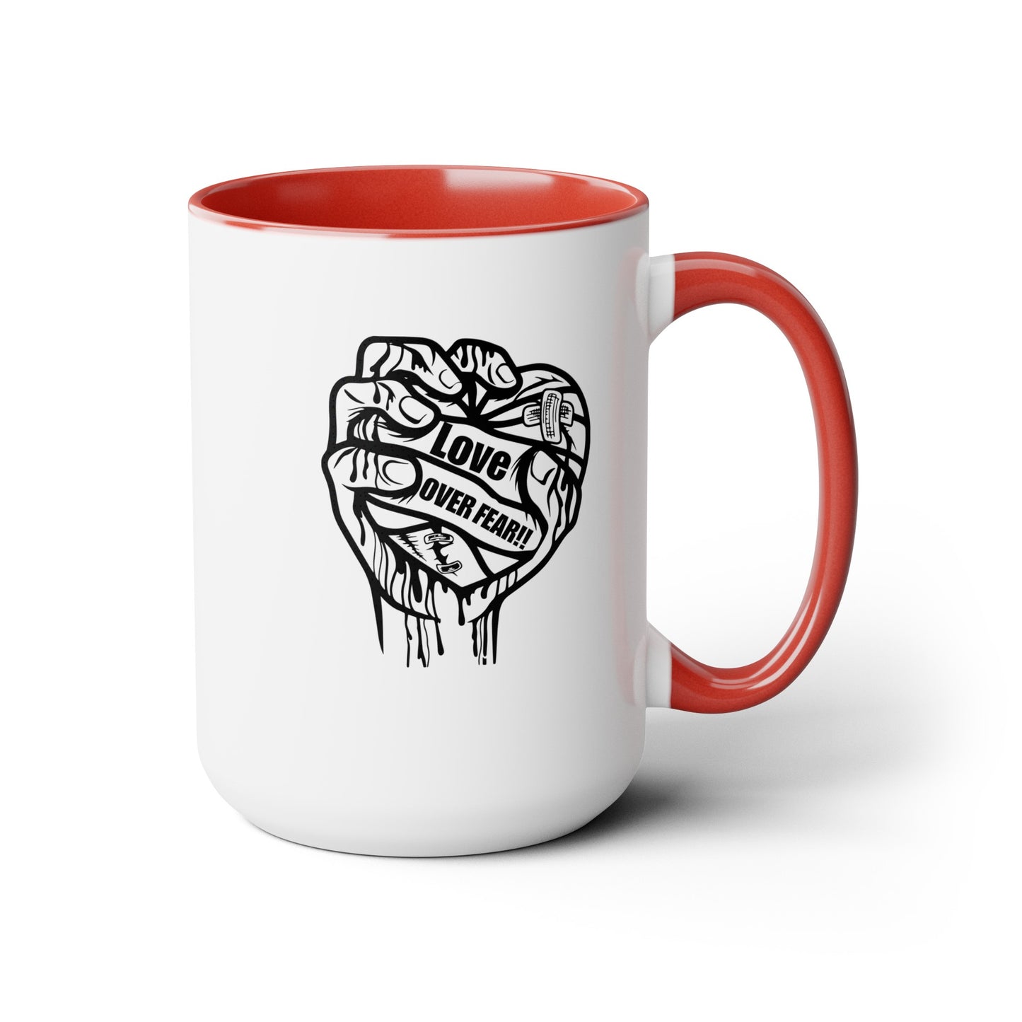 Love Over Fear Two-Tone Coffee Mugs, 15oz